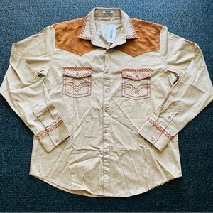 Coofandy Western Cowboy Shirt with thick stitching & leather shoulders Size L